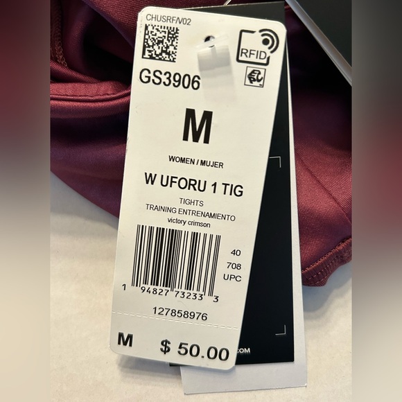 NWT $50 adidas X Zoe Saldana AEROREADY Victory Crimson Shine Training Tights med - Picture 9 of 11